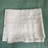 Nappe lin brodée main ancienne