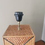 Vintage straw marquetry lamp