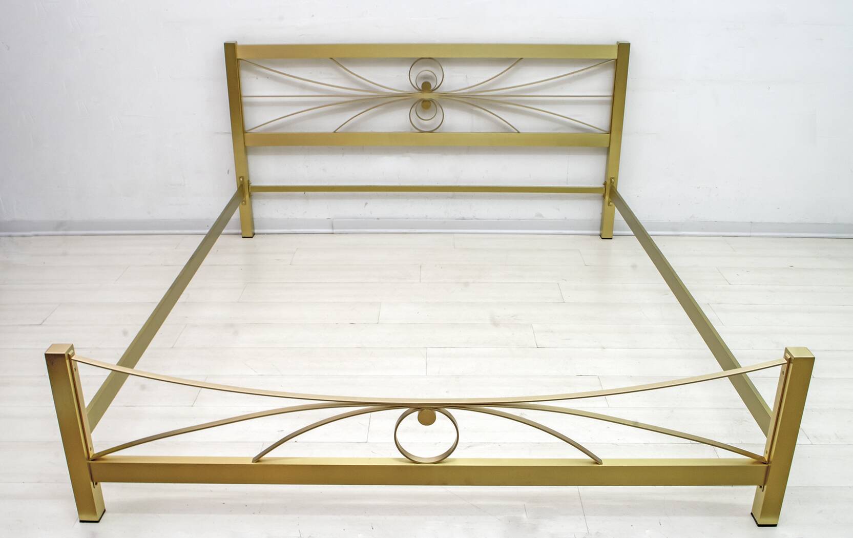 Mid-Century Modern Gilded and Satin Brass Double Bed, 1970