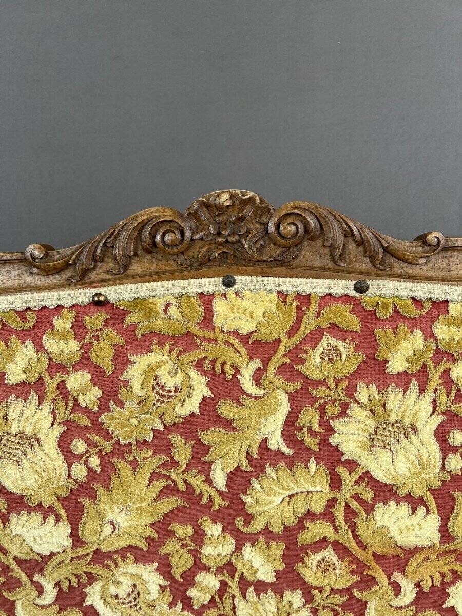 19th Century Wooden Fireplace Screen With Tapestry