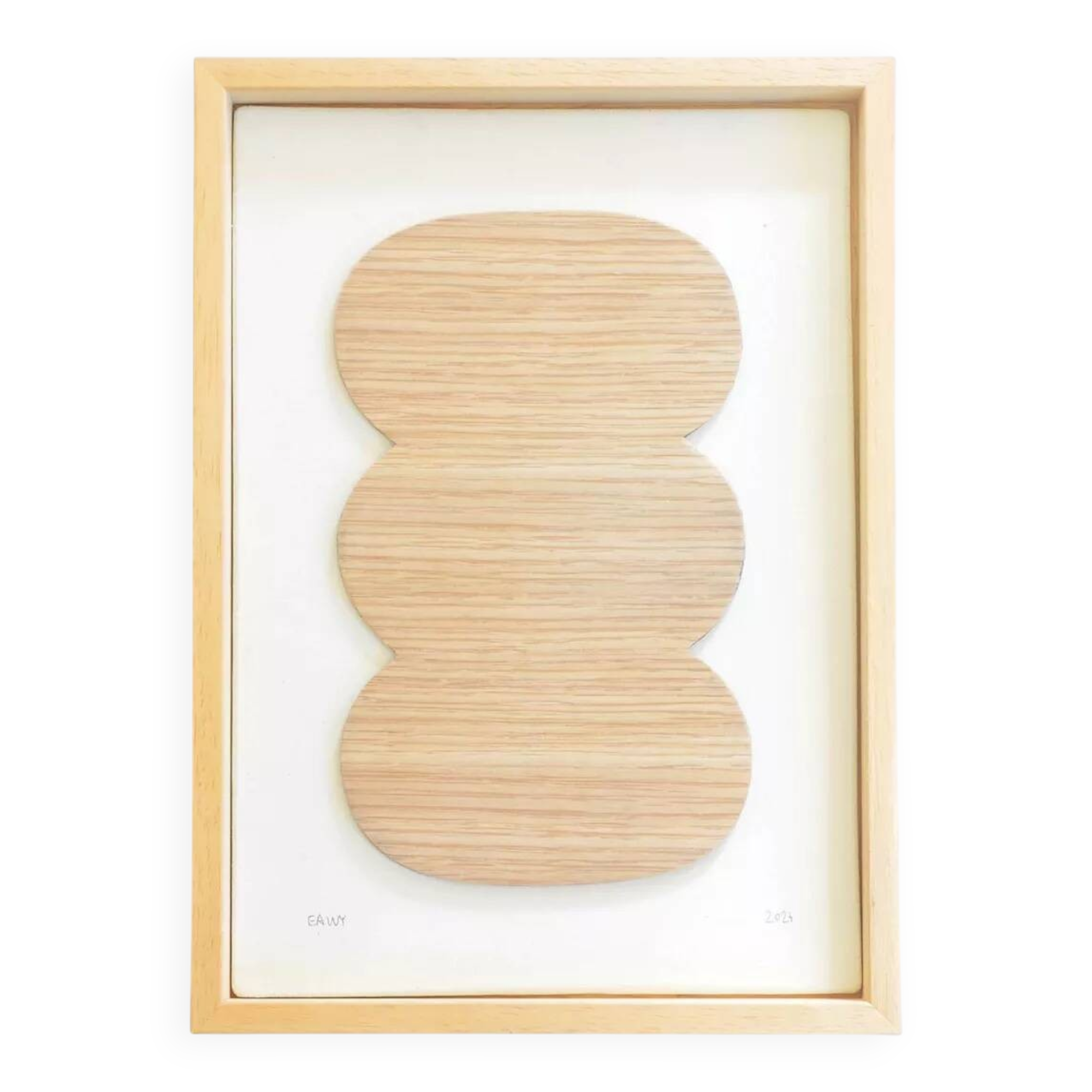 Tableau abstrait relief en bois découpé signé eawy