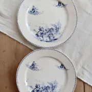 Antique flat plate Creil and Montereau Téniers service - Ironstone