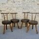 Suite of 4 tripod chairs, trunk seats, solid wood