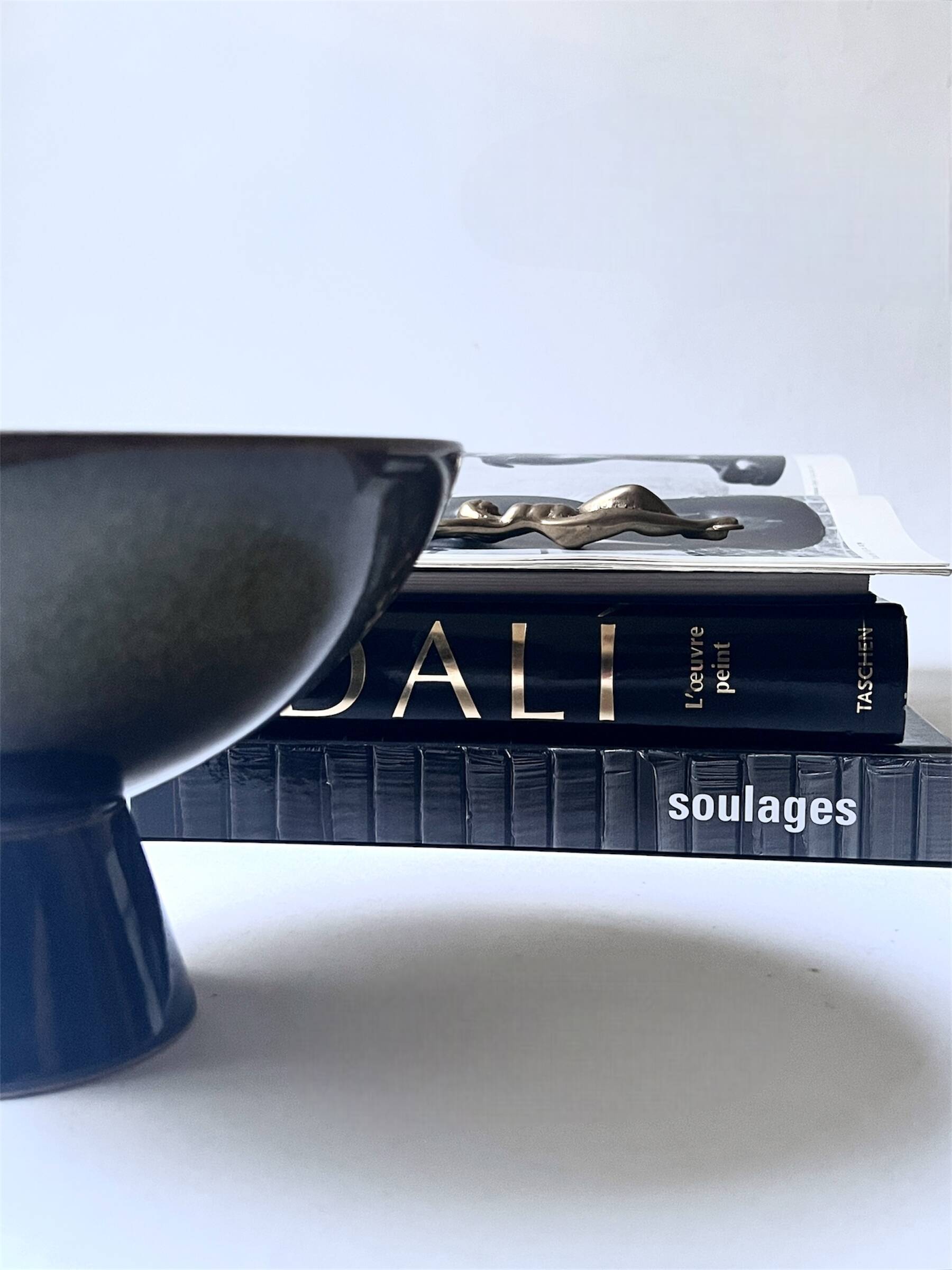 Footed ceramic glazed catchall, French design circa 1970.