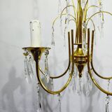 Lustre 5 lumières en laiton et cristal