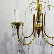 Lustre 5 lumières en laiton et cristal