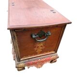 Large antique chest / bed end in solid exotic mahogany wood. 19th century