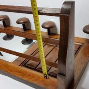 Wooden wall coat rack, 5 hooks, Art Deco style, 82 cm