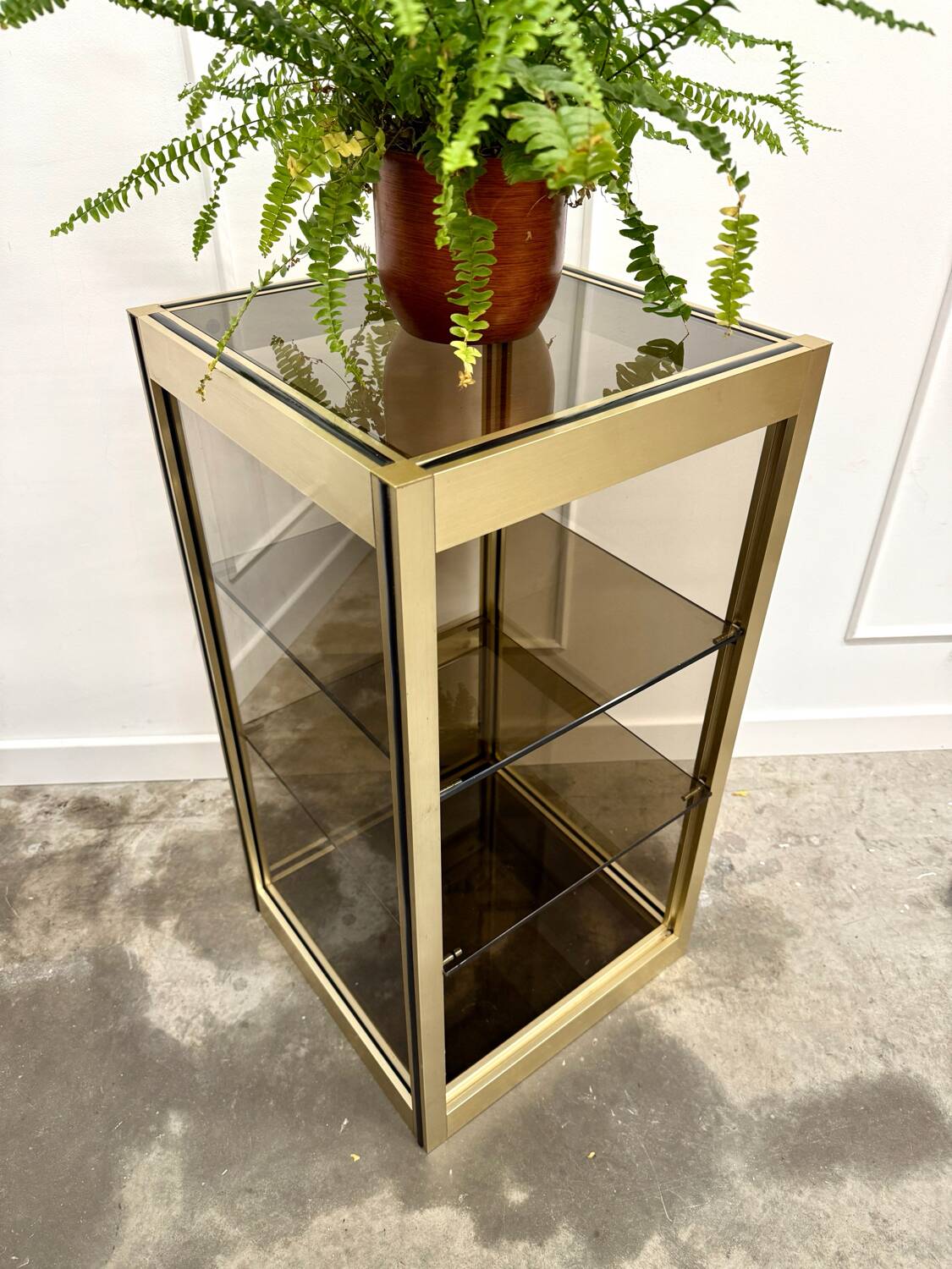 70s console smoked glass