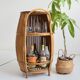Small barrel-shaped bar cabinet in bamboo and rattan, Italy, 1960s