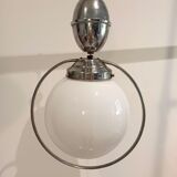 Suspension chandelier vintage globe white circle chrome goes up and down
