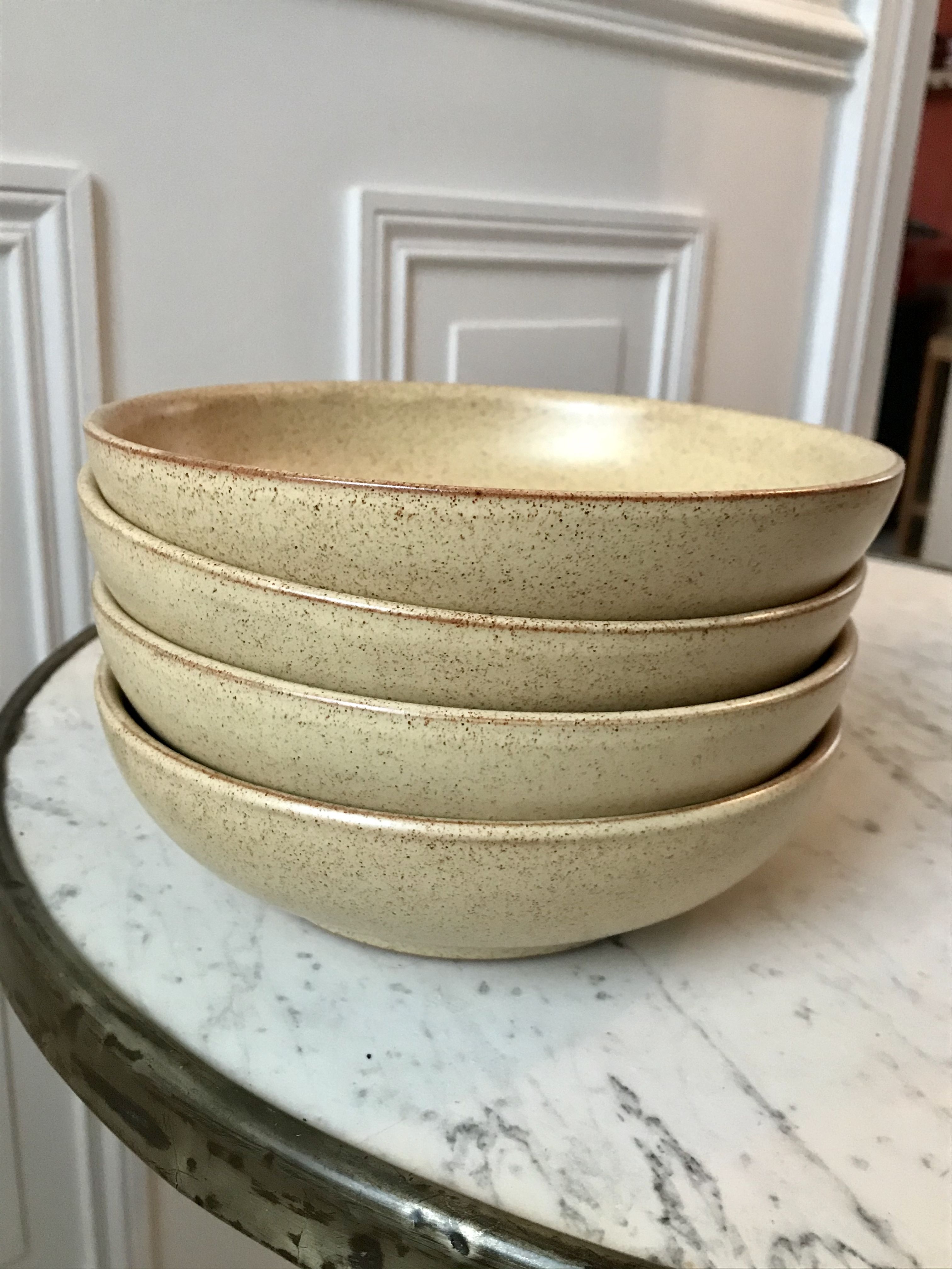 Lot of 4 hollow stoneware plates made in france