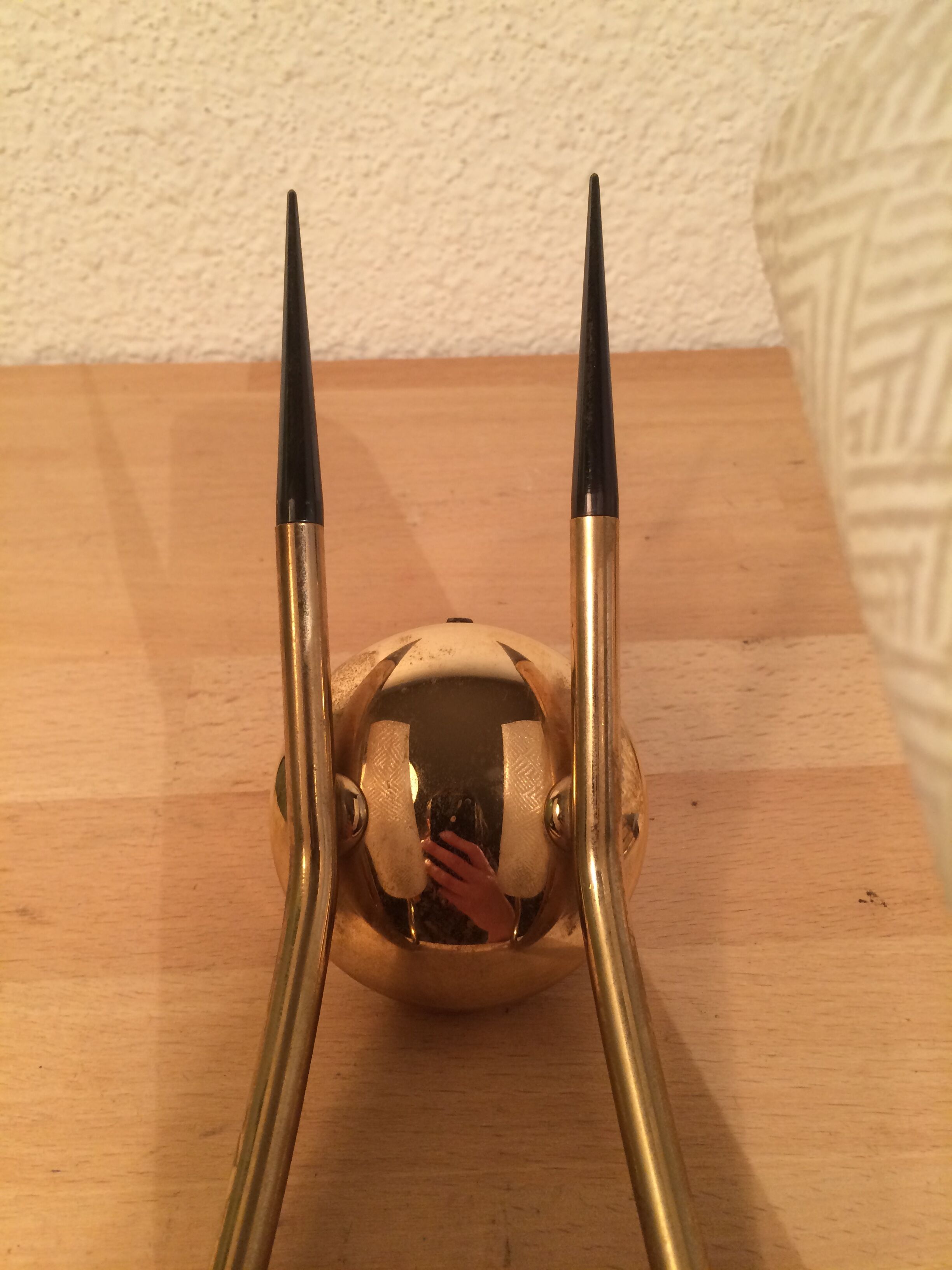 Double Arlus 50s wall lamp, brass and glass