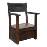 Fauteuil coffre en bois, XIX ème