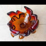 Centre de table en verre de Murano ambre ardent