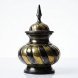 Twisted brass covered pot, vintage Indian craftsmanship from the 60s-80s.