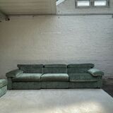 Modular 5 piece sofa fully reupholstered in green velvet