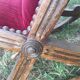 50s footrest in red velvet and scuplented wood