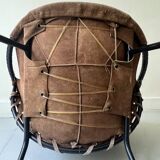 Designer armchair in brown suede circle ballon by Lusch & Co, Germany 1970s