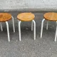 Set of 3 stackable stools in Ikea Frosta style, solid wood and steel, 1990.