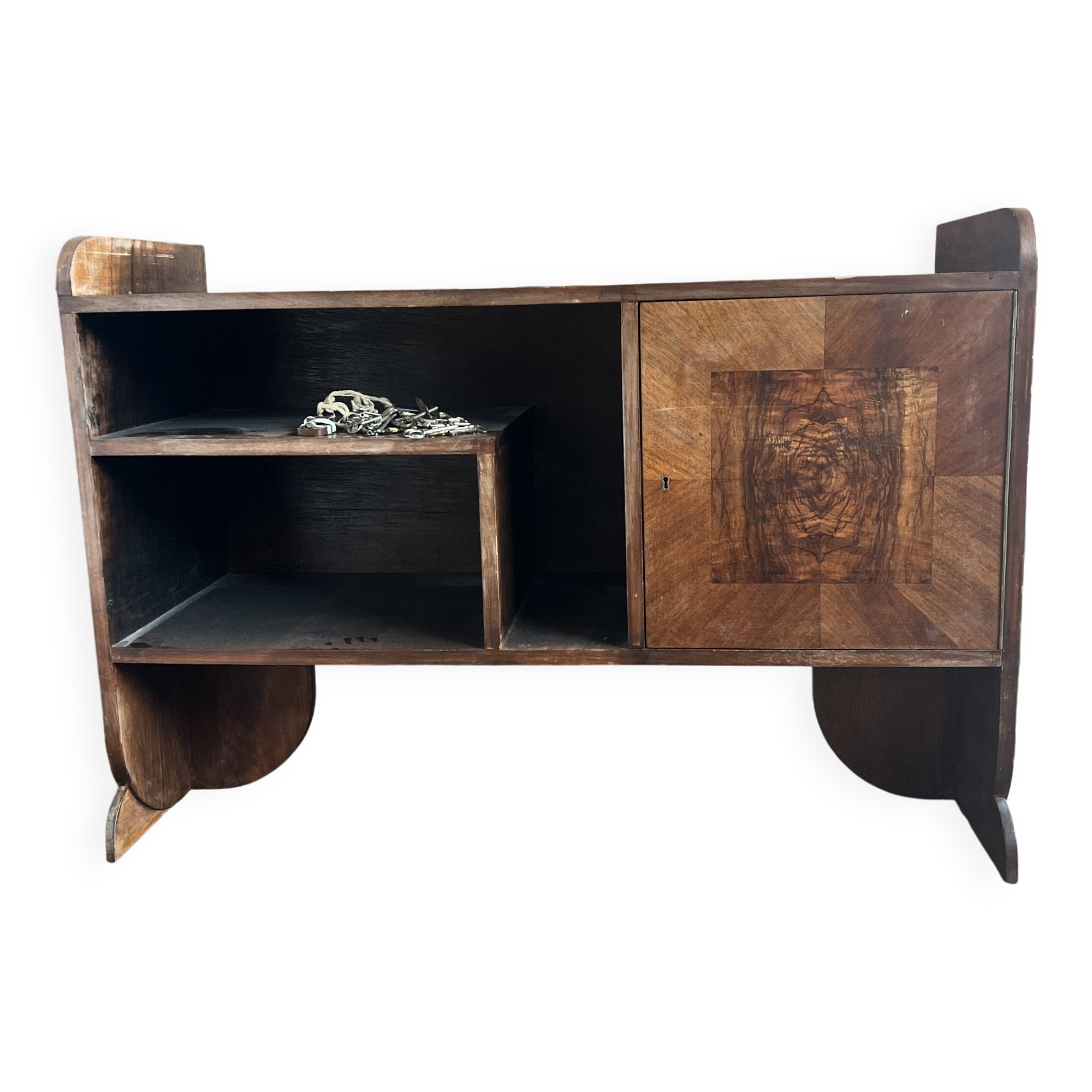 Art Deco shelf in wood and burl