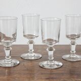 4 verres à vin blanc anciens à pied balustre en verre du XIXe