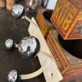 Wall coat rack with 2 vintage ball hooks