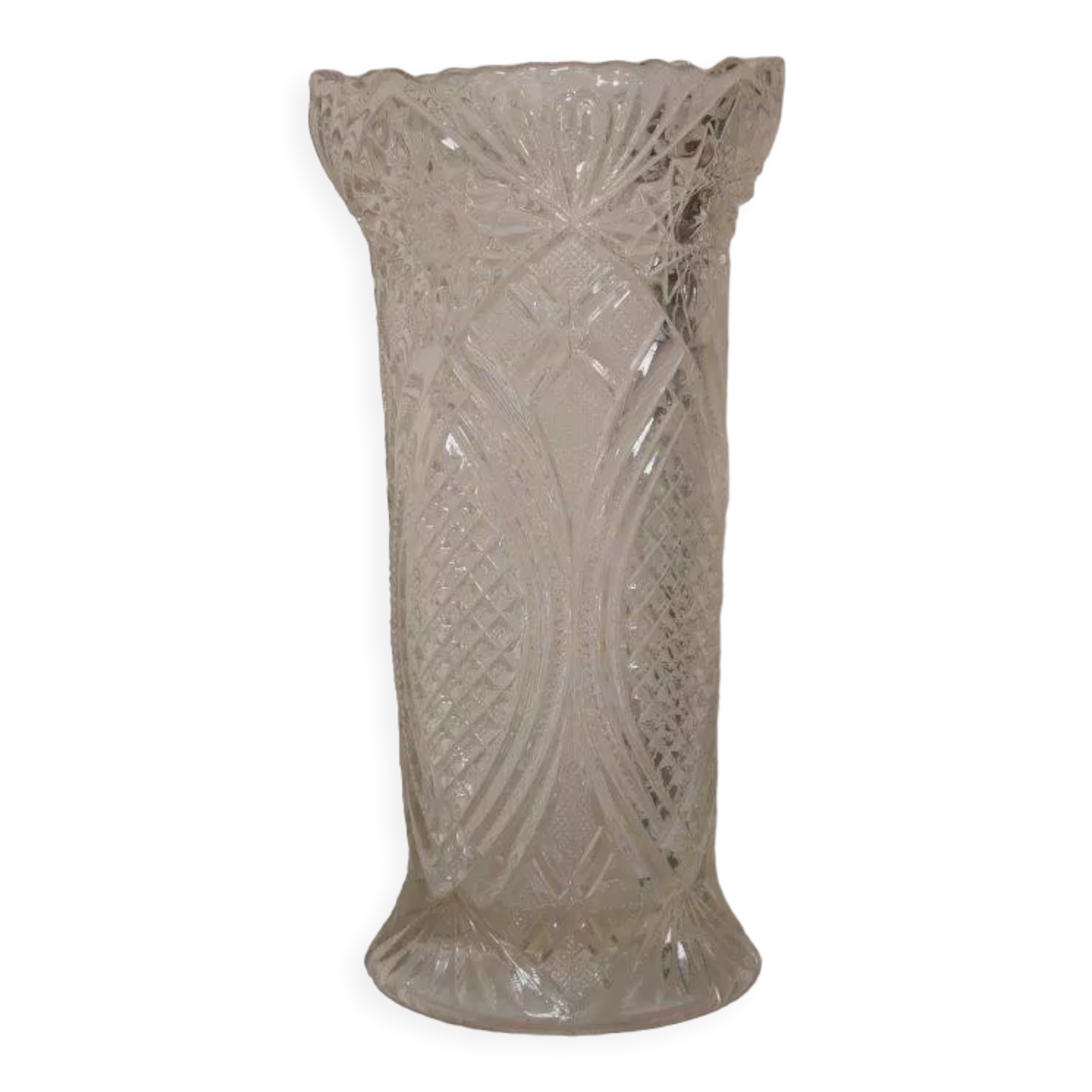 Glass vase, chiseled pattern