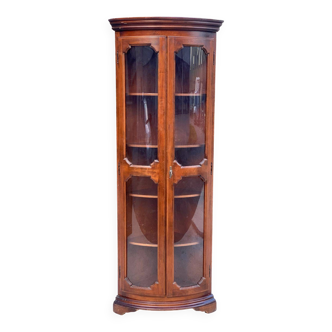 Vitrine d'angle en quart de rond encoignure en bois massif