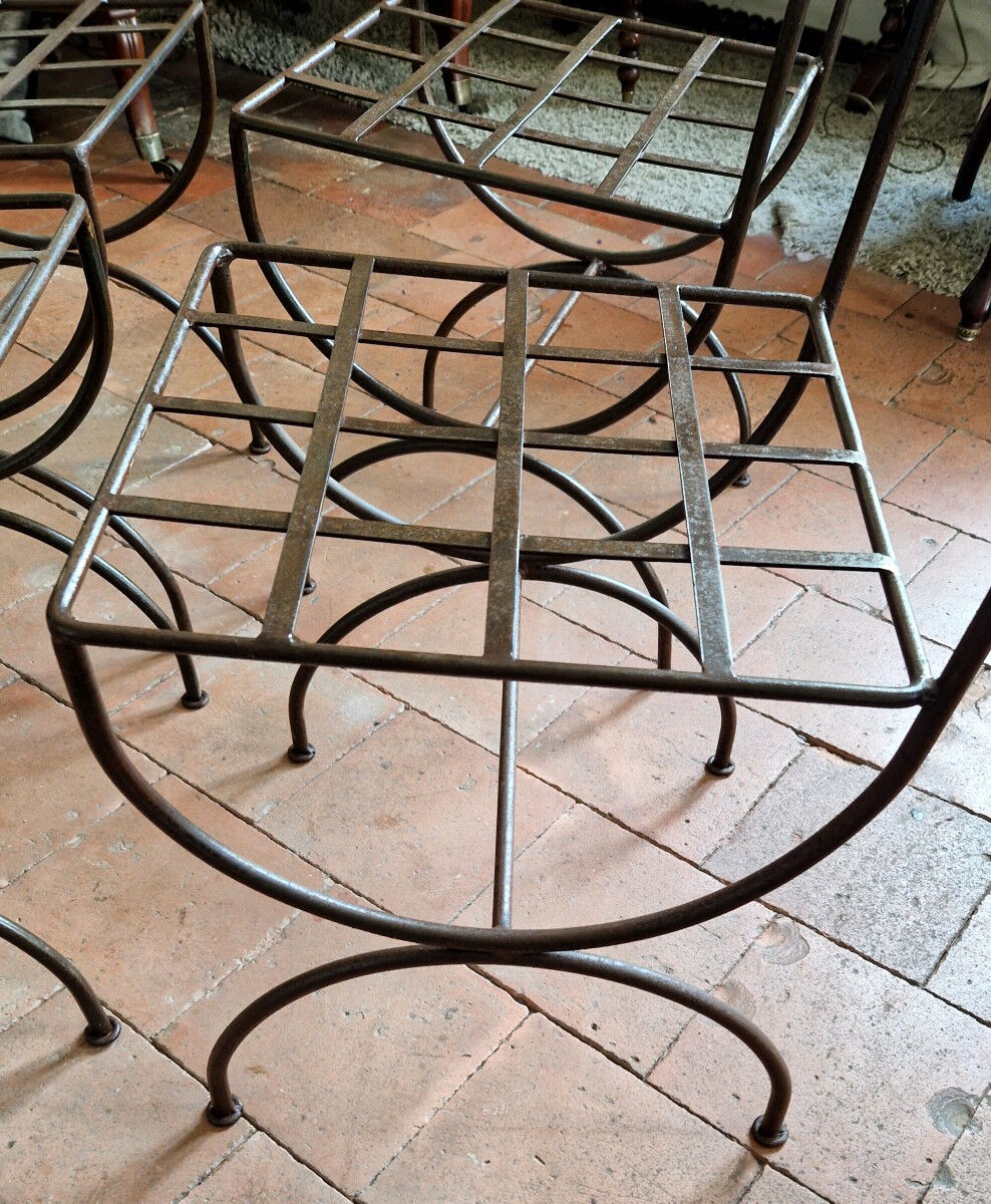 Ensemble de 4 chaises de jardin en fer XXe