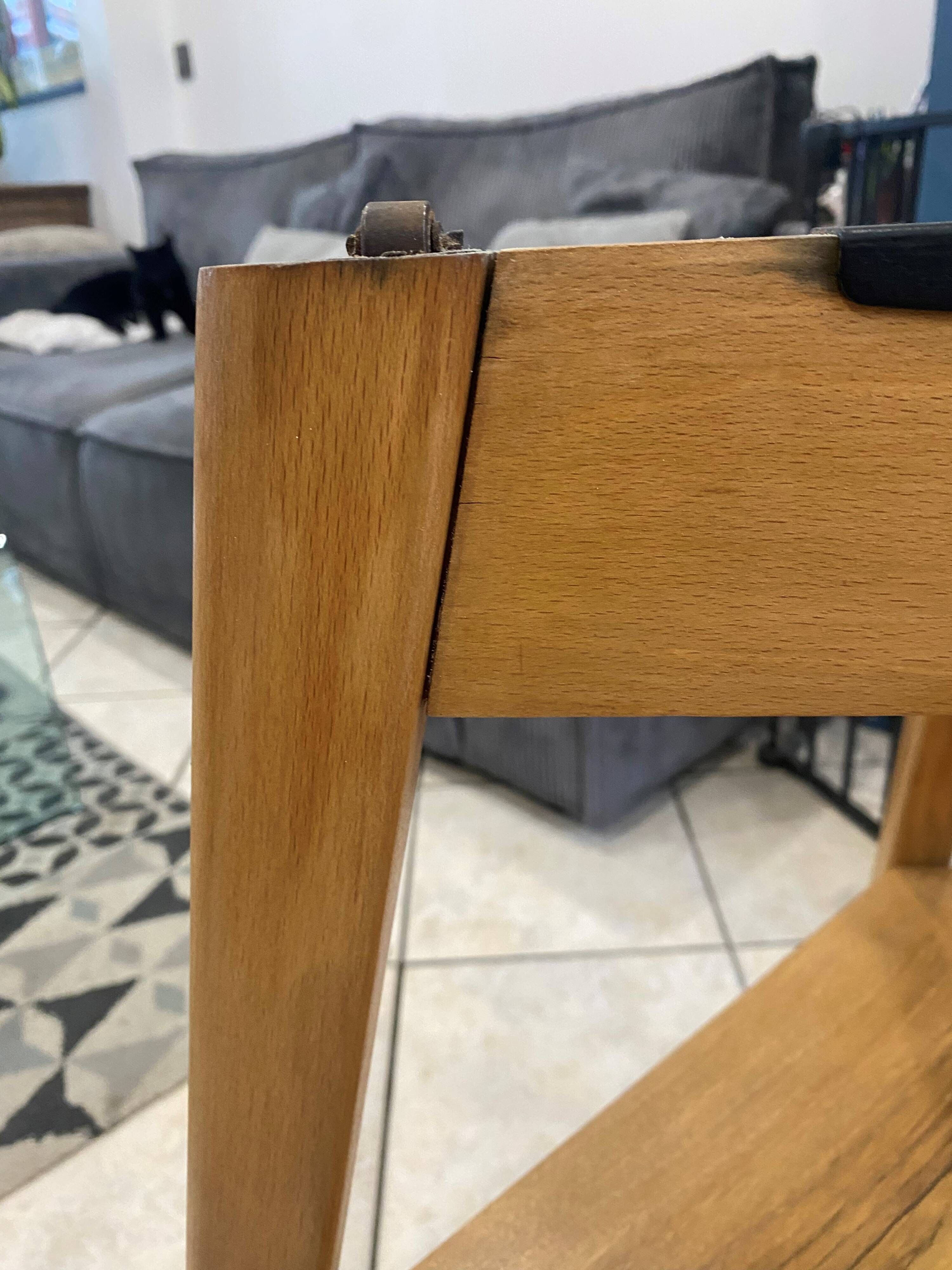 Scandinavian wooden side coffee table with vintage 50s swivel top