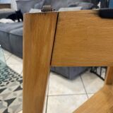 Scandinavian wooden side coffee table with vintage 50s swivel top