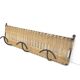 Wall coat rack 3 hooks in iron and woven wicker