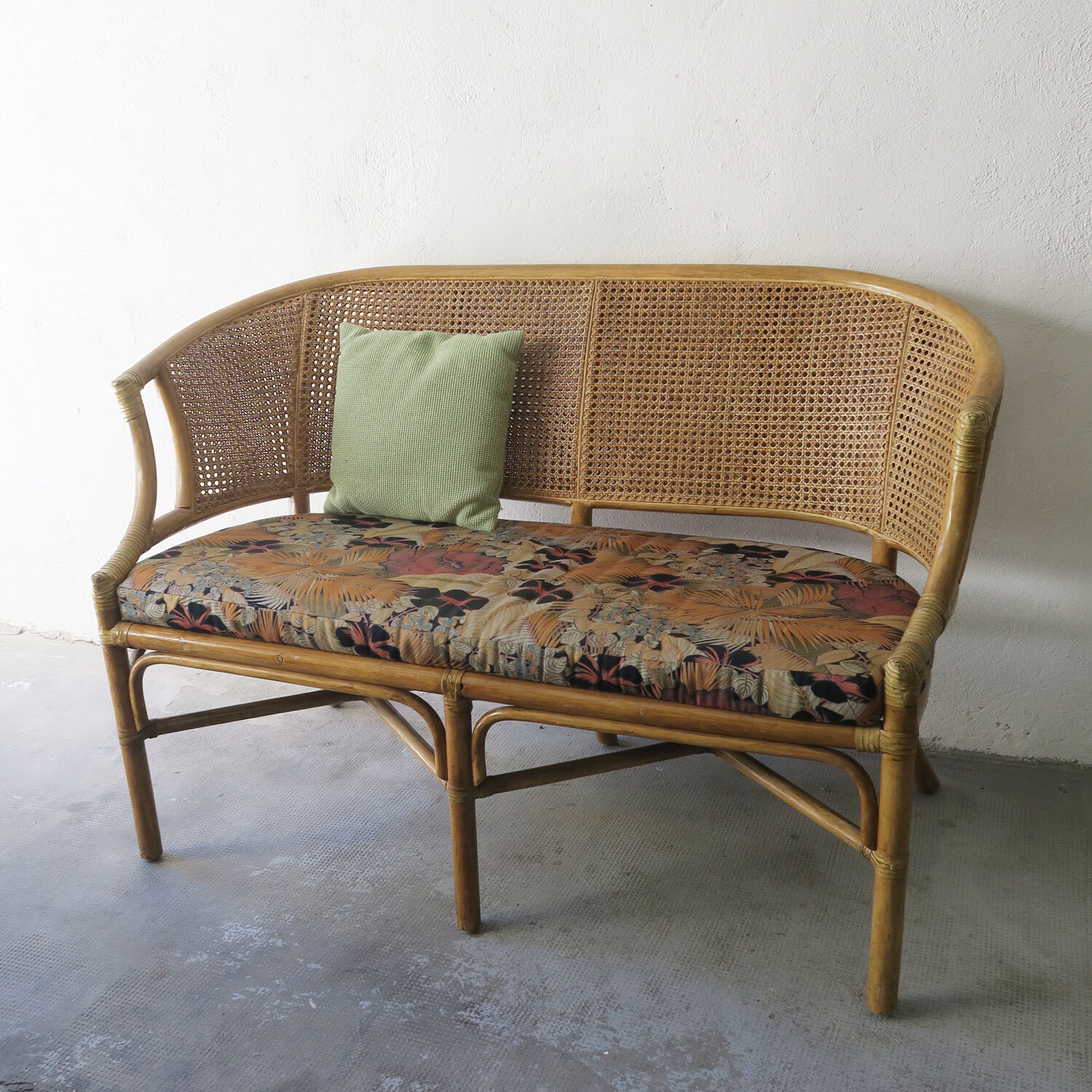 Rattan and caning bench