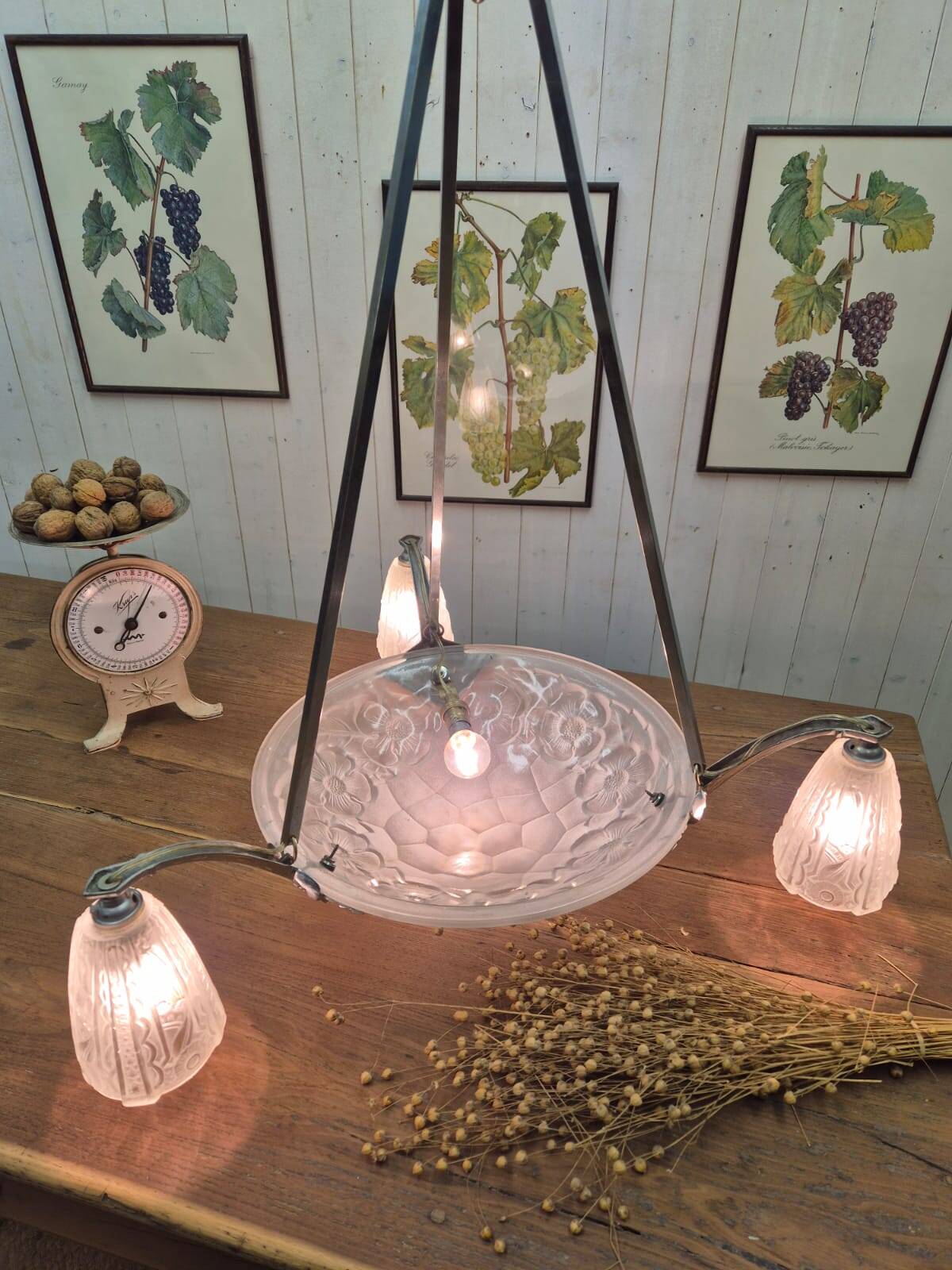 Degué Art Deco Chandelier