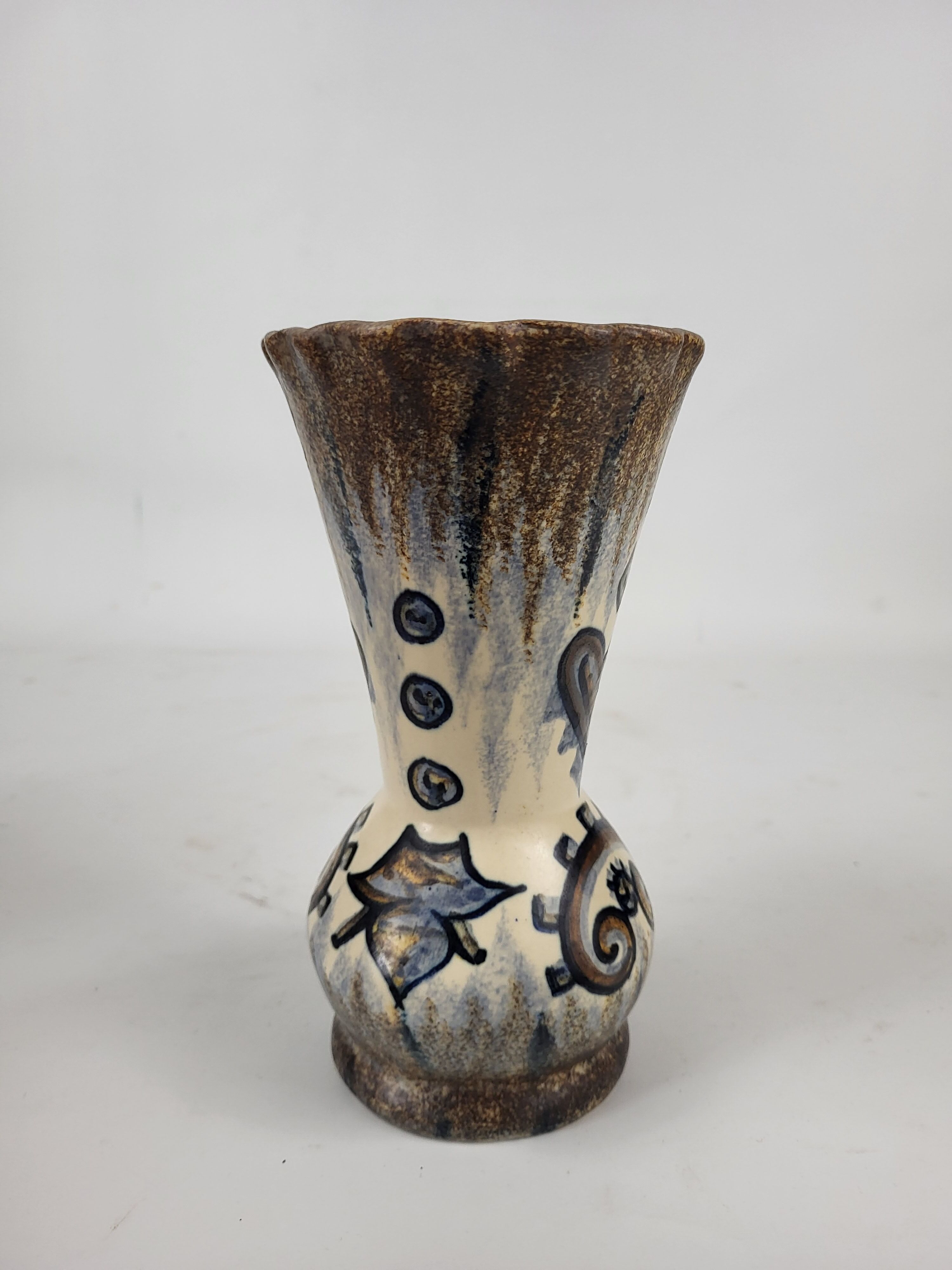 Quimper earthenware vase signed Paul Fouillen