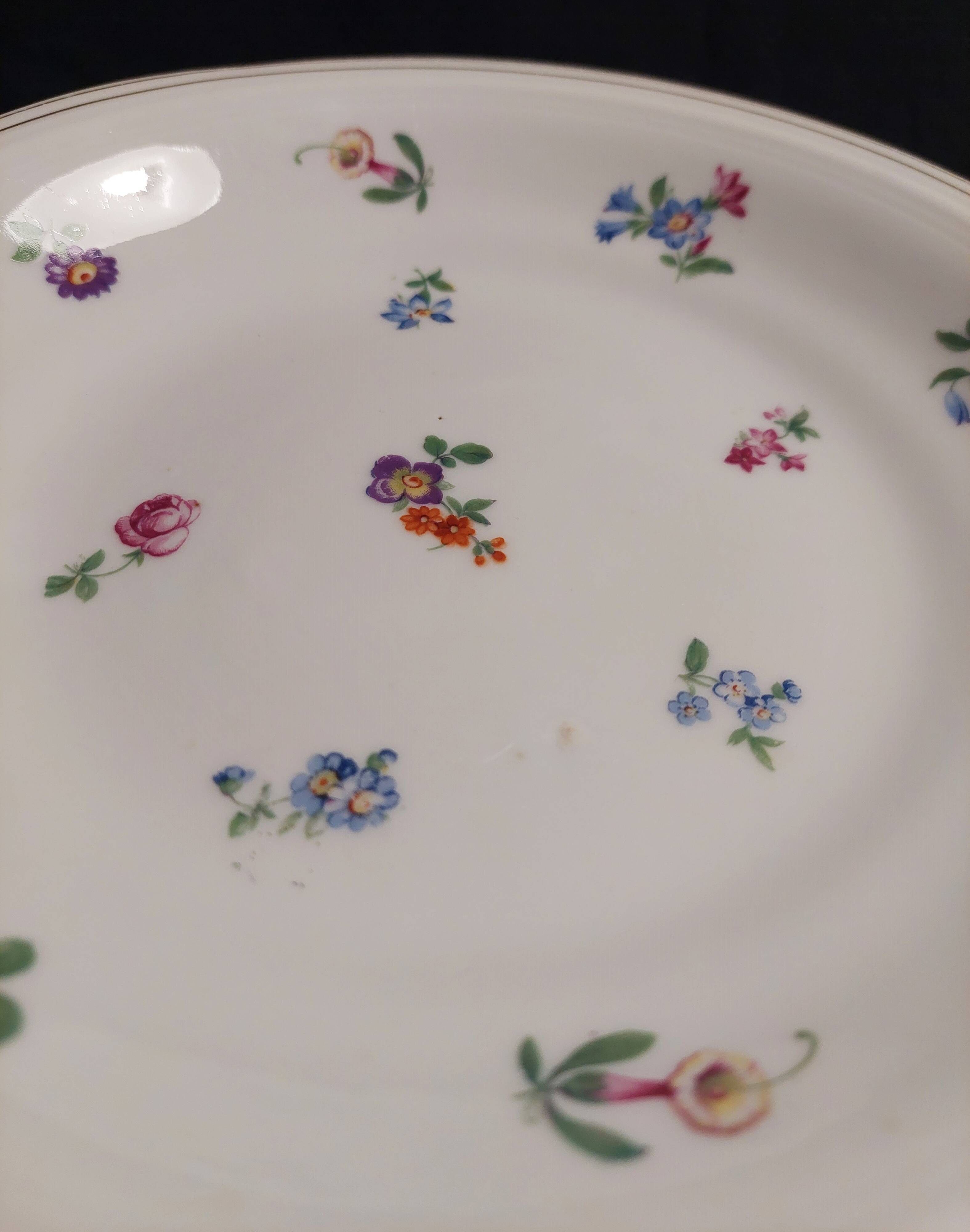 Mid-20th century porcelain soup plate with heel, brand to be identified