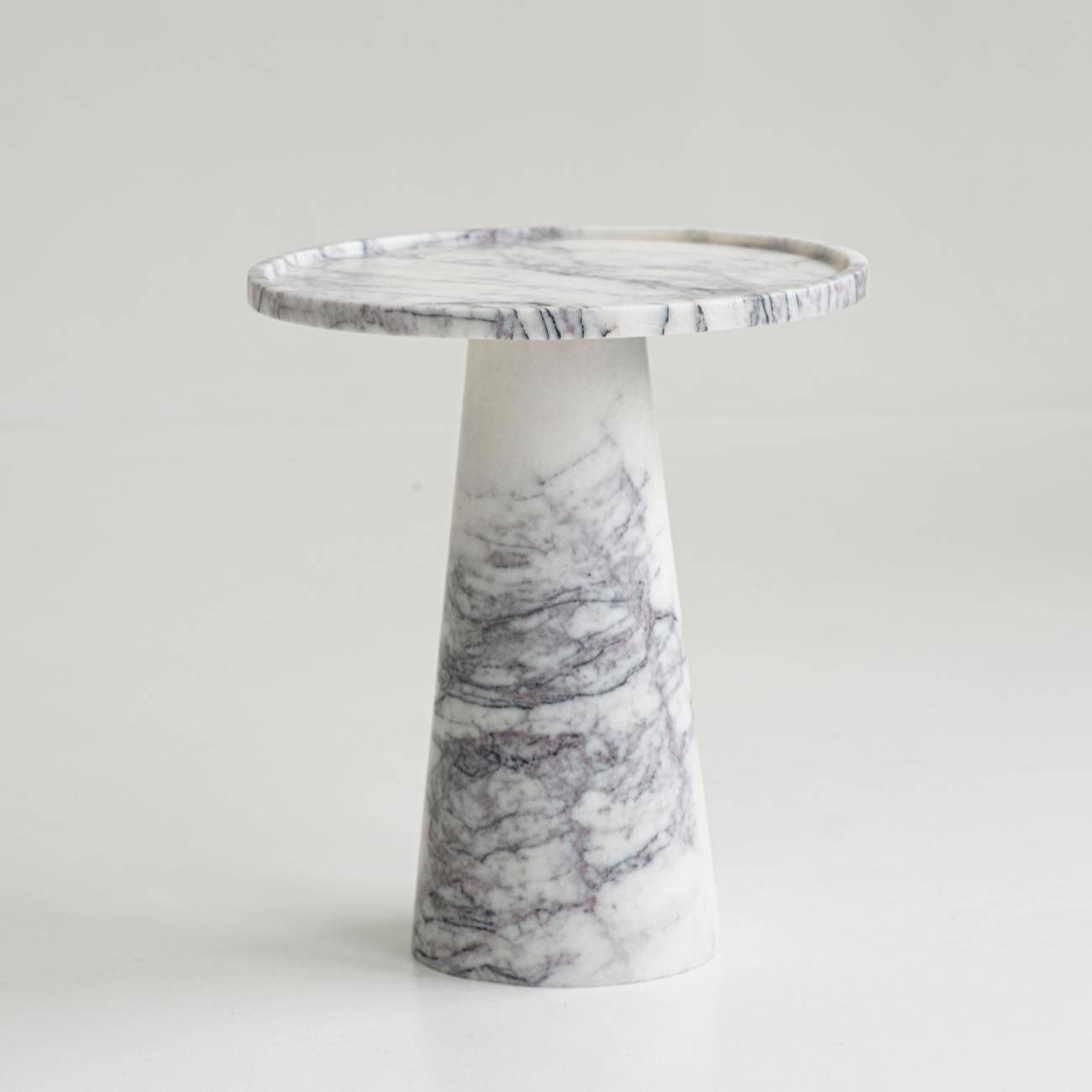 Lilas white marble cone side table