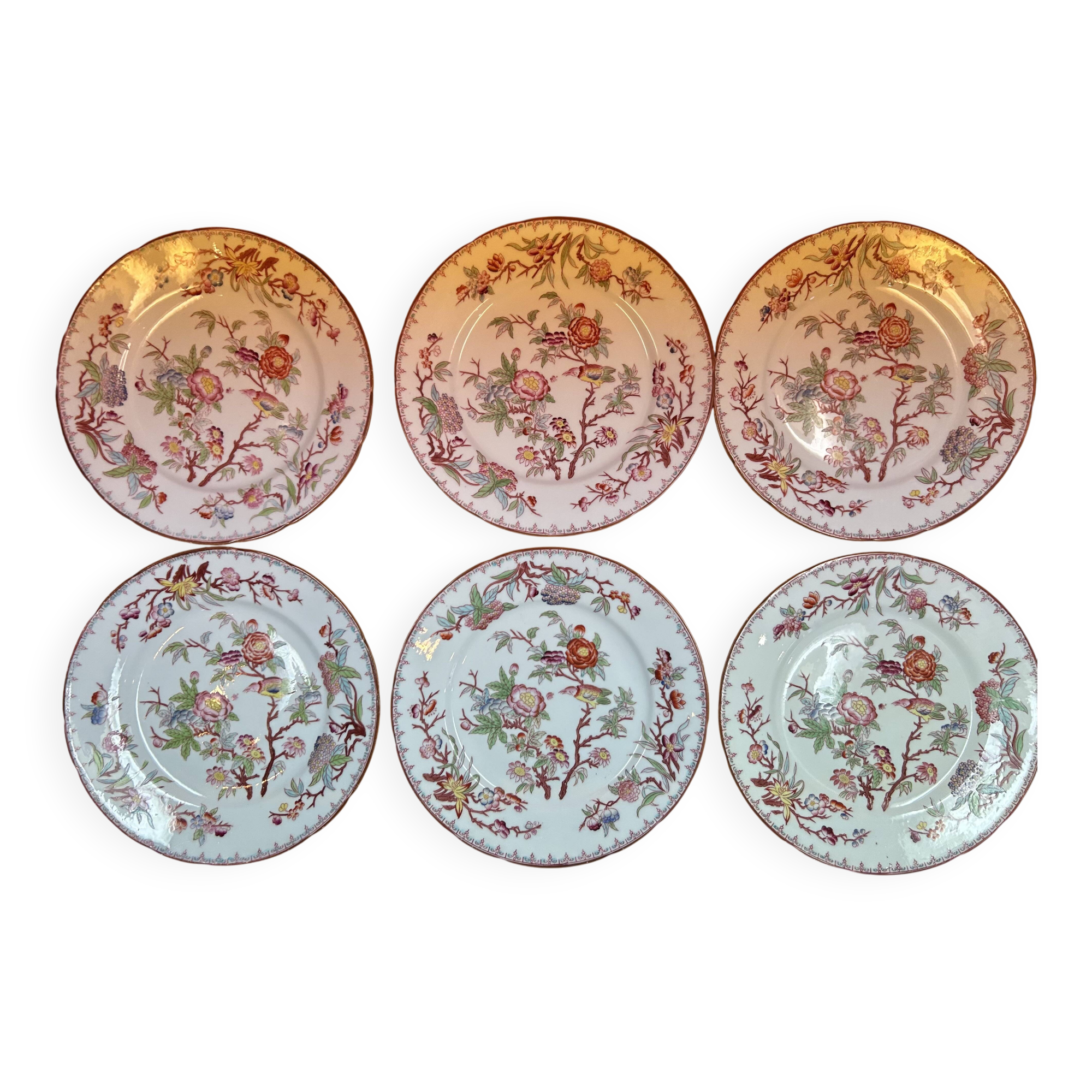Sarreguemines Minton 252 set of 6 plates + 1 gift, 21 cm diameter