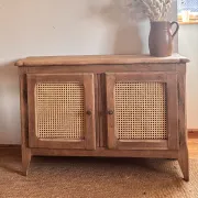 Old solid oak TV cabinet with cane - entrance cabinet