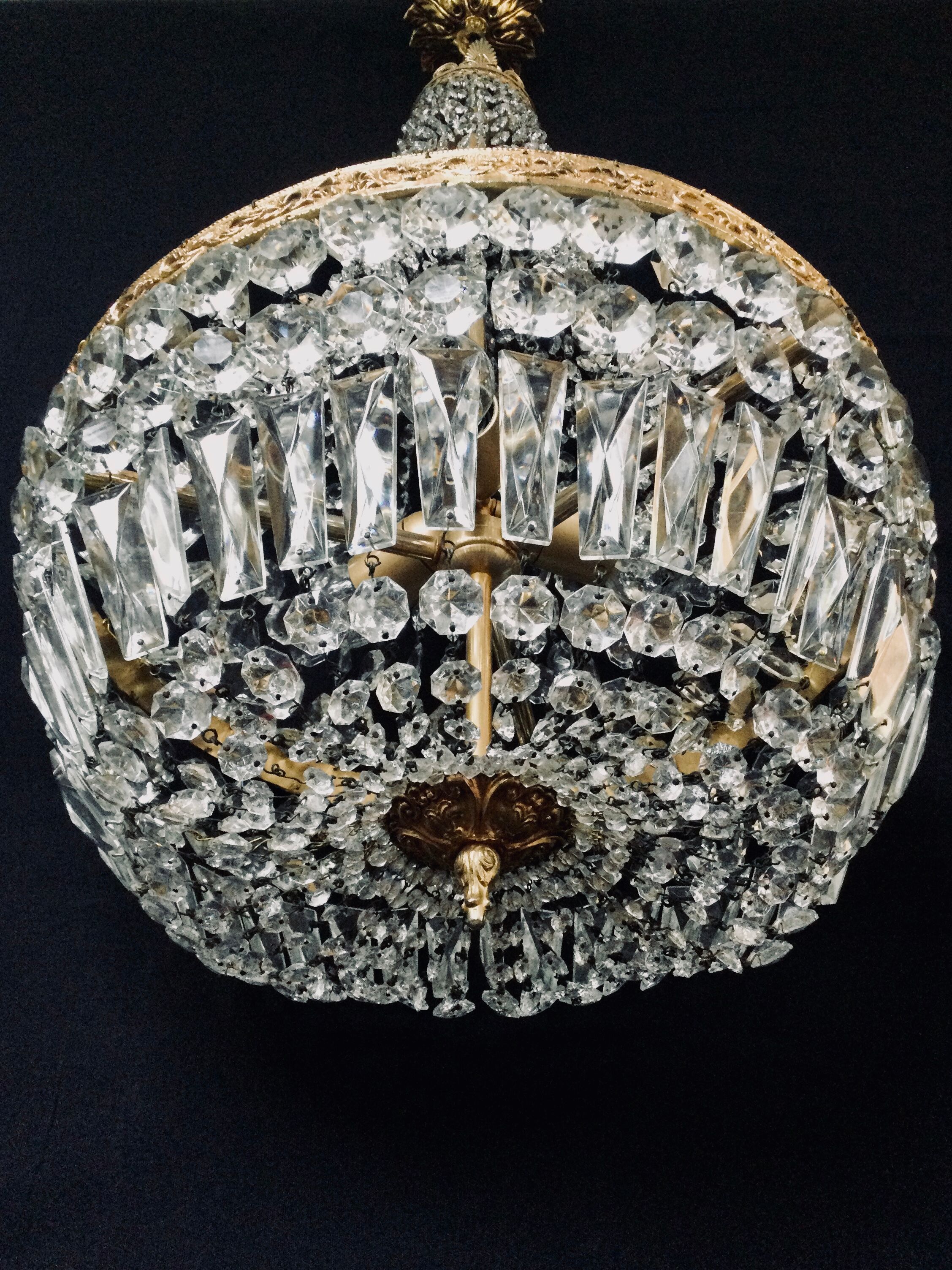 Bronze and crystal hot air balloon chandelier