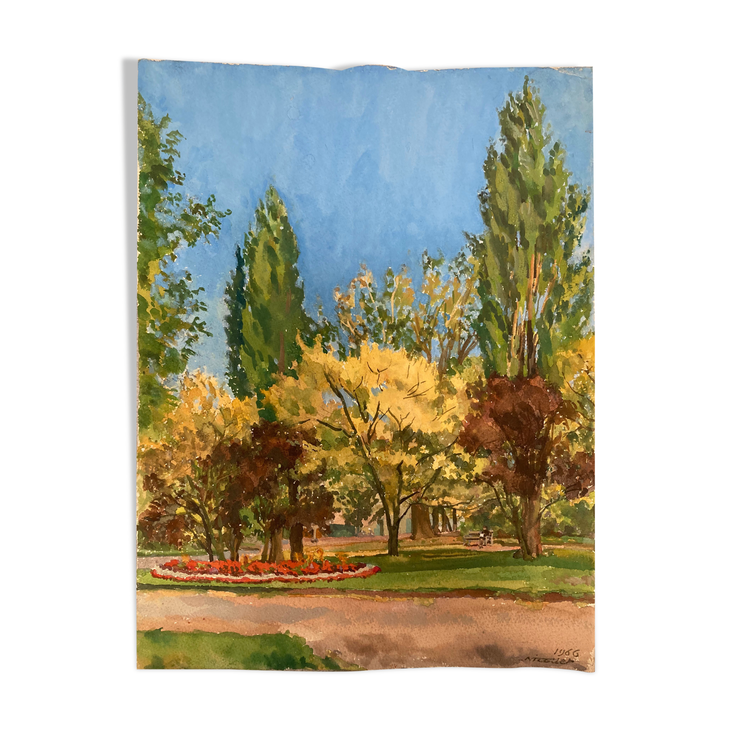 Vintage landscape watercolor