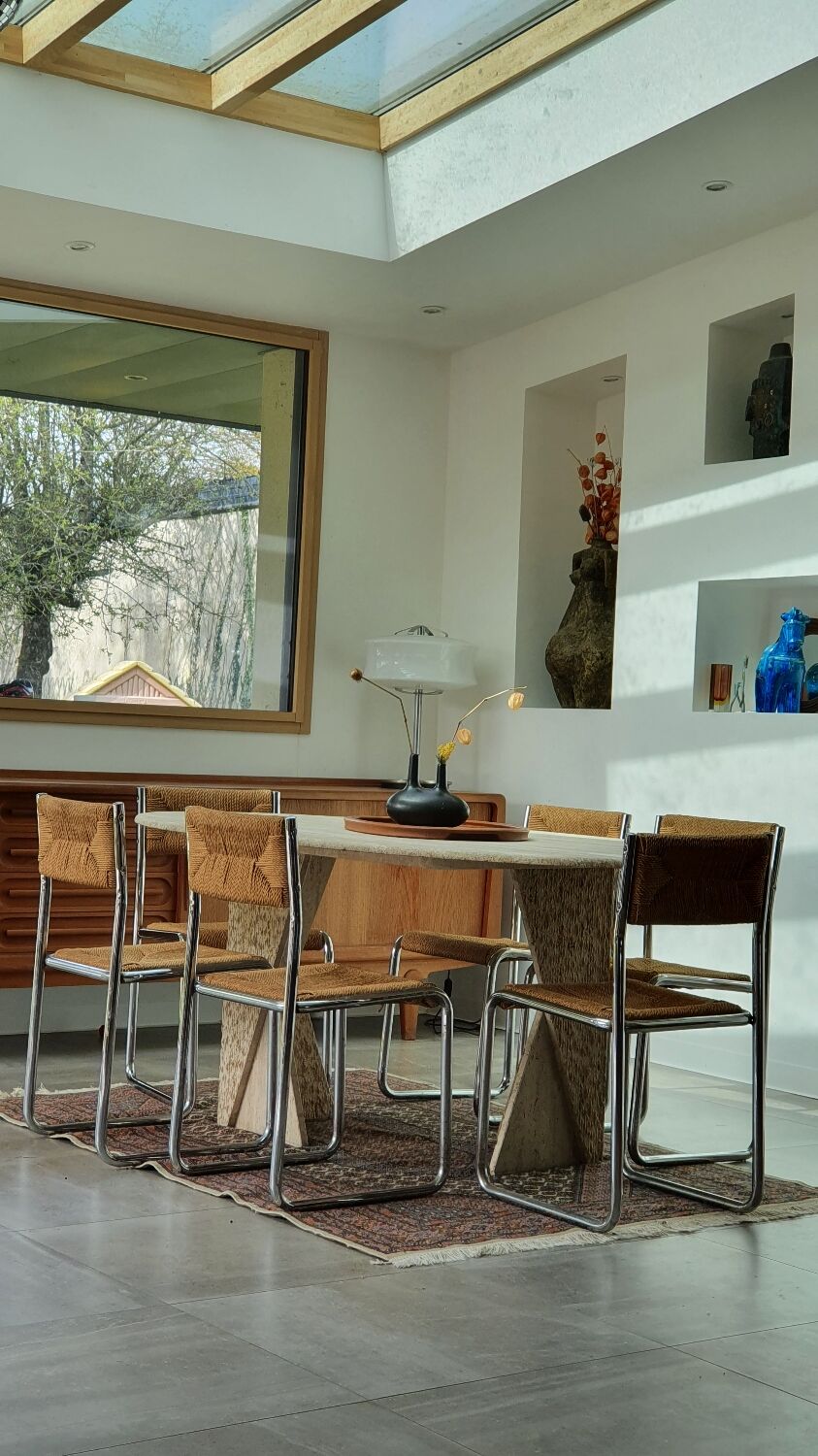 Travertine dining table