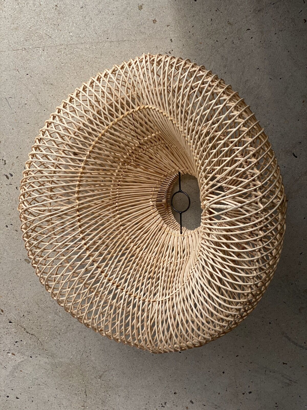 Small rattan lampshade in the shape of a braided hat