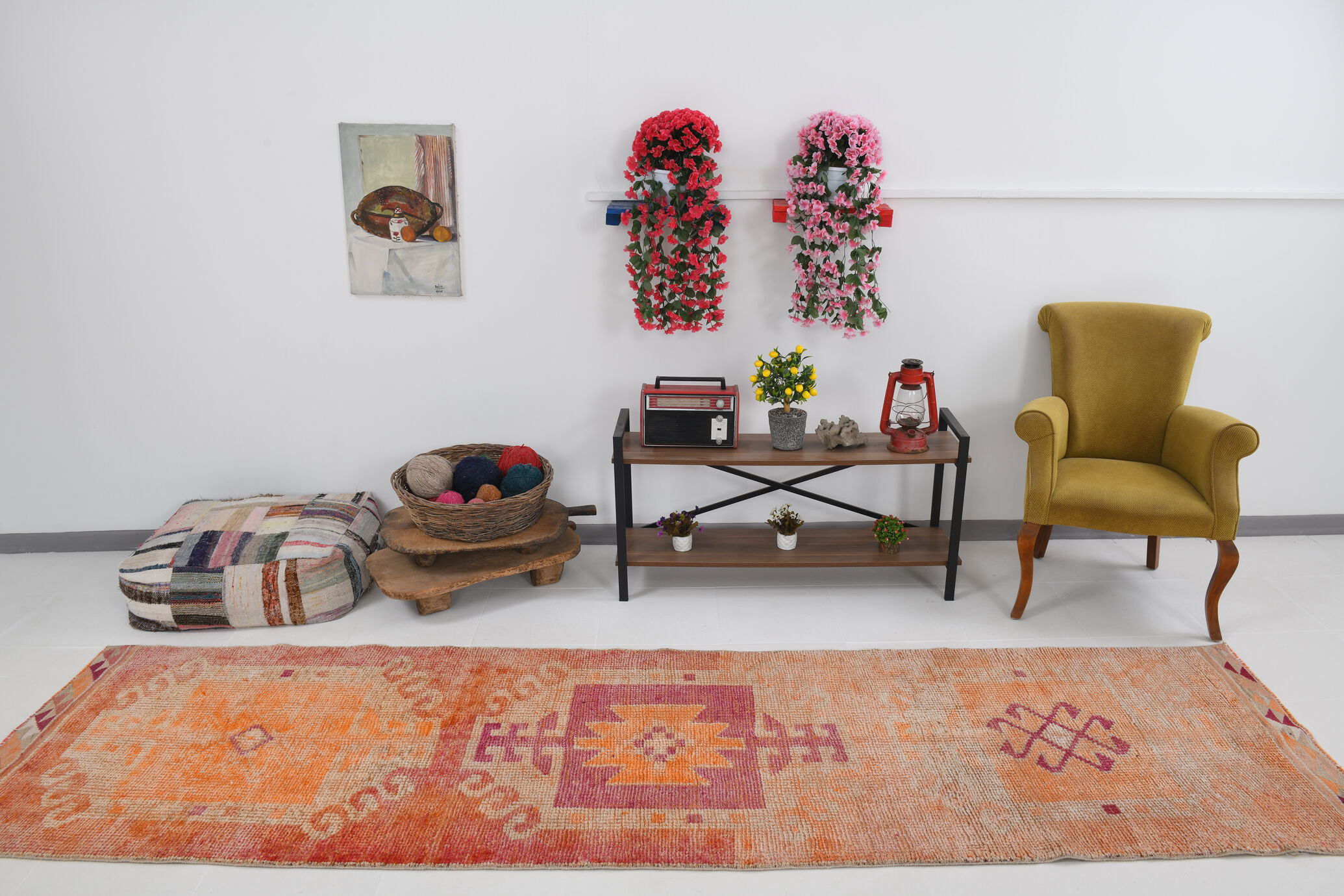 3x12 modern vintage runner rug, 96x355cm