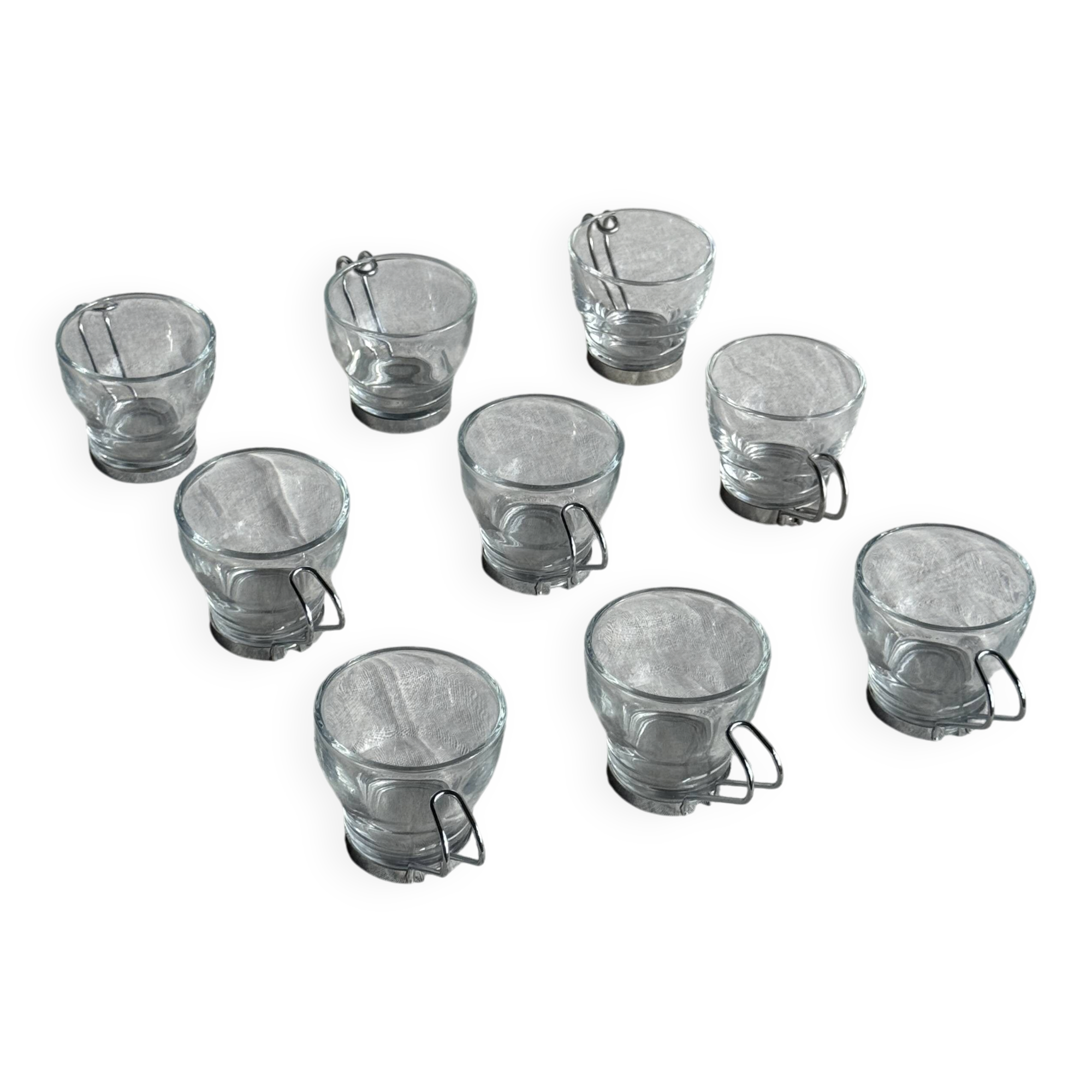 Set of 9 vintage Italian cups with metal handles.