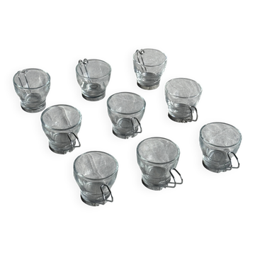 Set of 9 vintage Italian cups with metal handles.