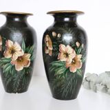 Pair of ceramic vases, hand painted