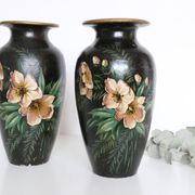 Pair of ceramic vases, hand painted