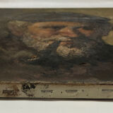 Oil on canvas portrait of an old man with a pipe